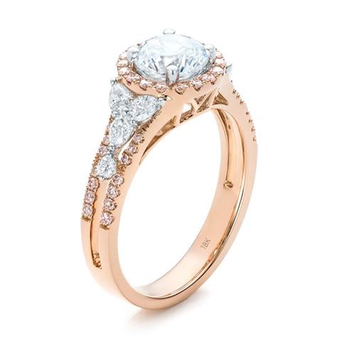 Fyre™ 14 karat white gold 7/8 c.t.w. Pink And White Diamond Halo Engagement Ring #101953 - Seattle Bellevue | Joseph Jewelry