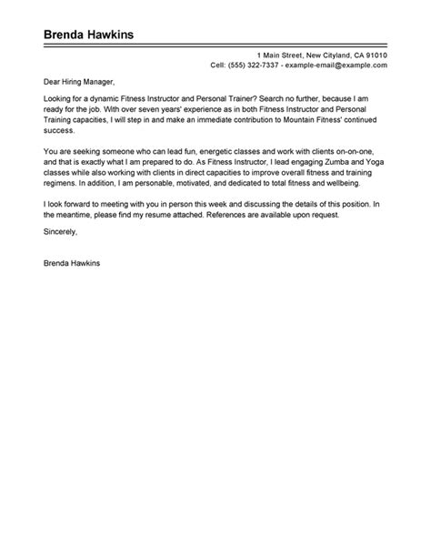 Best Fitness And Personal Trainer Cover Letter Examples Livecareer