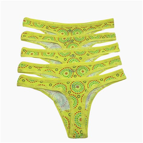 Womens Organic Cotton Thongs Mara Design Pack Of 5 You Underwear