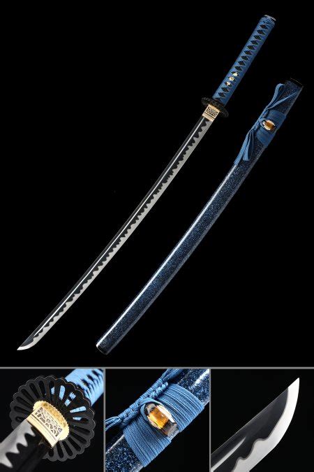Handmade Japanese Samurai Sword Spring Steel With Blue Blade And