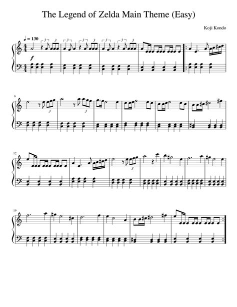 The Legend Of Zelda Main Theme Easy Sheet Music For Piano Download Free