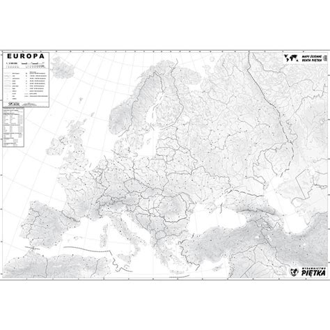 MAPA ŚCIENNA EUROPY FIZYCZNA KONTUROWA 1 3 3 mln 1 3 3 mln