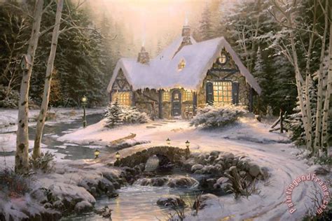 Thomas Kinkade Winter Light Cottage Painting Winter