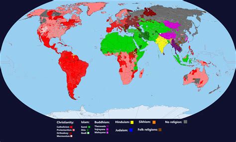 Detailed Map Of The Worlds Religions Vivid Maps