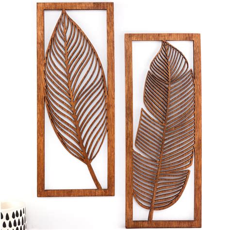 Leaf Wall Decoration Set Of 3 Leaf Wooden Wall Decor Wall Hanging