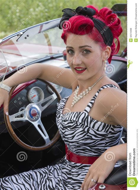 Pin Up Seating On The Car Stock Photo Image Of Business