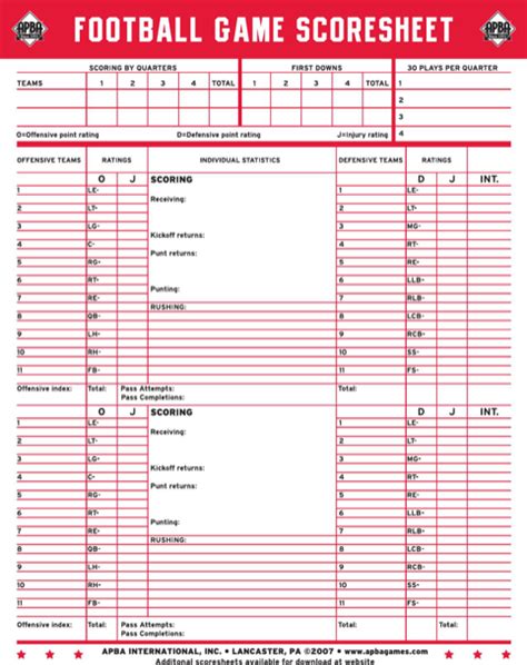 football score sheet   formtemplate