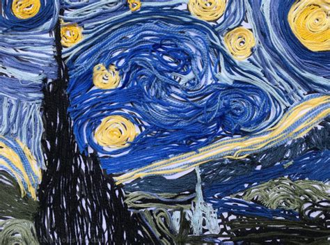 Van Gogh Starry Night Inspired Yarn Craft For Kids Printable Included