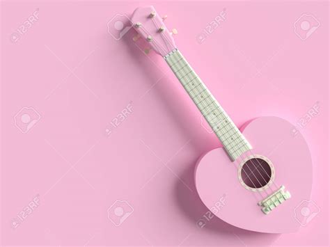 Free Download Ukulele Sweet Pink Heart Pastel Color Isolated On A Blue