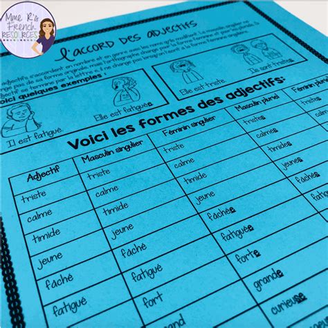 French 1 resources for the entire year | French adjectives, Teaching ...