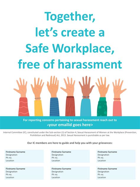 importance of posters on posh act prevention of sexual harassment inclusive diversity
