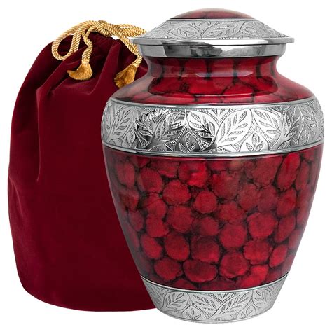 Trupoint Memorials Silver Linings Red Large Adult Cremation Urn For Human Ashes With Velvet