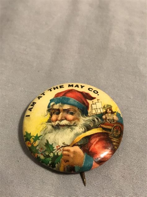 Wonderful Antique Advertising Celluloid Santa Pinback Button I Am At