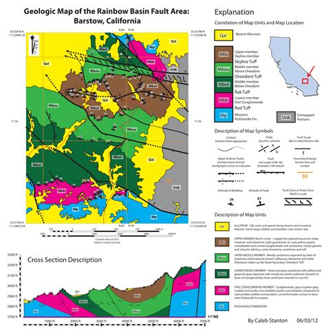 Geologic Map Of The Rainbow Basin Fault Area Explanation Barstow