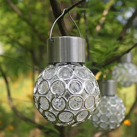 Led Solar Light Small Chandelier Crystal Ball Hanging Light Colorful