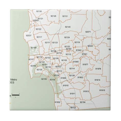 San Diego Zip Code Map Tile Zazzle In 2022 Zip Code Map Map Coding