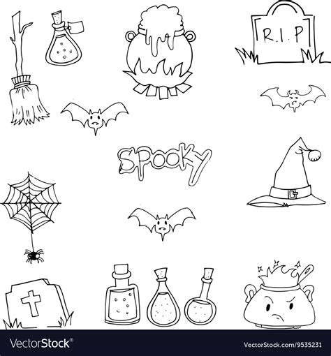 Halloween Spooky Doodle Art Royalty Free Vector Image