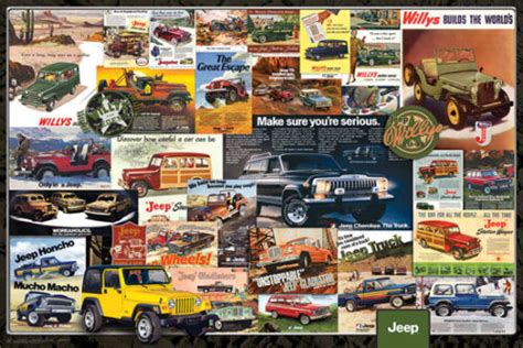 Classic Jeep History Jeeps 1941 1981 Advertising Collage 24x36 Wall