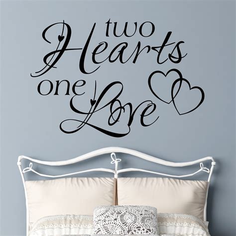 Two Hearts One Love Romantic Decal Vinyl Wall Lettering Vinyl Wall