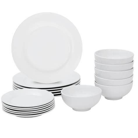 18 Pieces Dinner Plates And Bowls Set Home Kitchen Dinnerware Service For