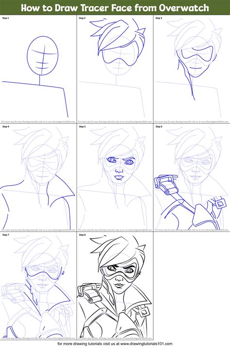 How To Draw Tracer Face From Overwatch Printable Step By Step Drawing