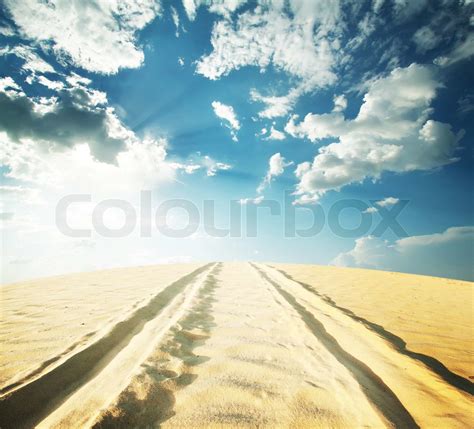 Sandy Road In The Desert Stock Image Colourbox