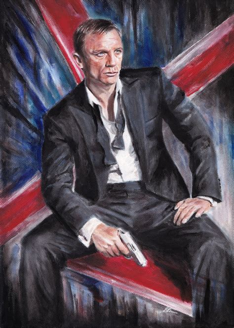 Portrait Of Daniel Craig As James Bond 007 Oil Painting A4 Etsy