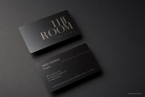 Interior Design Quick Black Metal Business Card Template The Room
