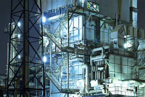 Industrial Complex At Night Stock Image Image Of Heavy Industry