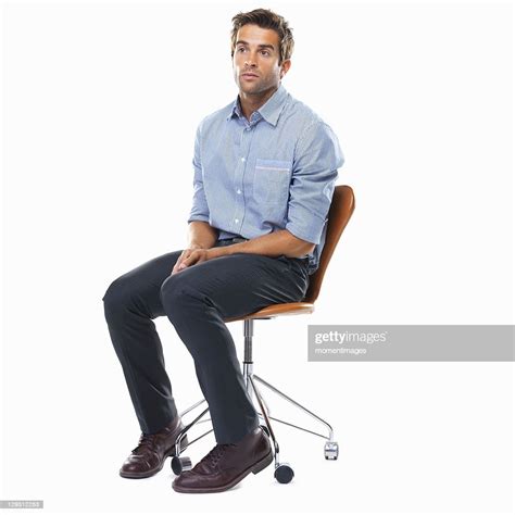 An ergonomic office chair allows the seat to be adjusted horizontally or slightly angled. Studio Shot Of Pensive Business Man Sitting On Chair Stock ...