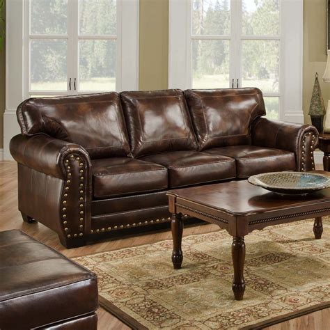 Traditional Leather Sofa With Nailhead Trim Sofa Design Ideas