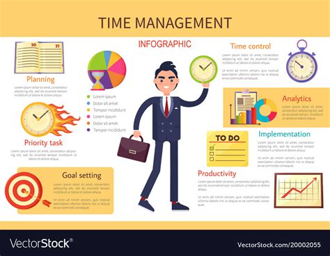 Time Management Planning Control Bright Banner Vector Image