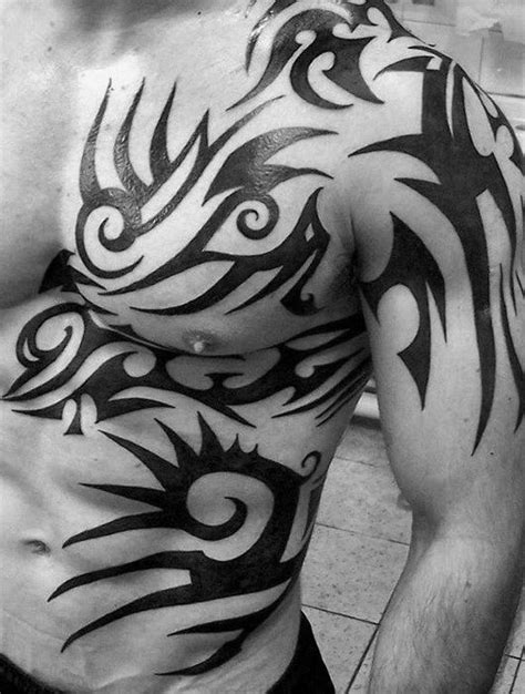 Mens Tribal Chest And Arm Tattoos Best Tattoo Ideas