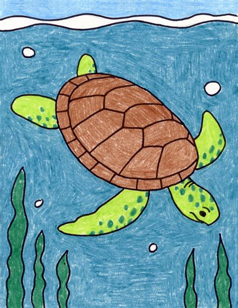 How To Draw A Sea Turtle · Art Projects For Kids