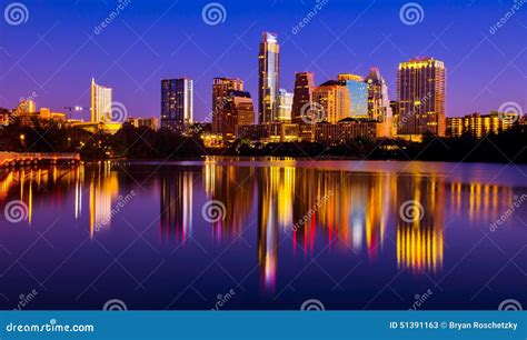 Austin Texas Skyline 2015 Riverside Pedestrian Bridge Mirror Reflection