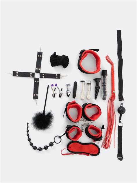 БДСМ набор 17 игрушек в 1 наборе для связывания и ролевых игрПлетка наручники кляп купить по
