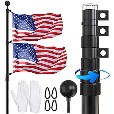 buy ffily flag pole for outside in ground 25 ft heavy duty telescopic flagpole kit for yard