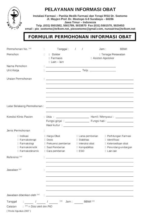 Doc Form Pelayanan Informasi Obat Dokumentips