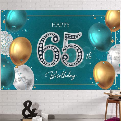 Hamigar 6x4ft Happy 65th Birthday Banner Backdrop 65