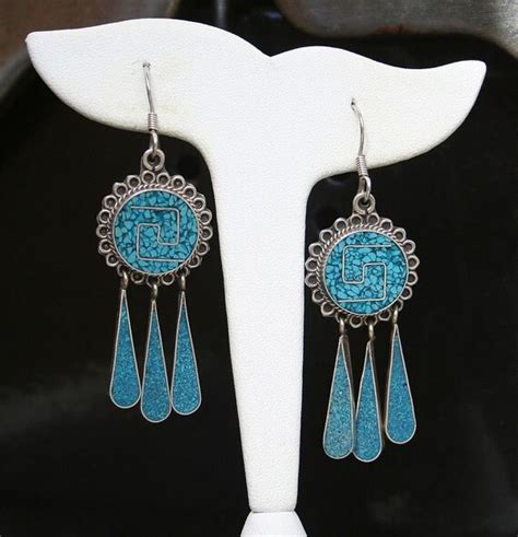 Vintage Mexican Sterling Crushed Turquoise Chandelier
