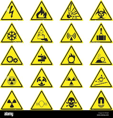 Danger Avertissement Triangle Jaune Jeu De Signes Symboles Vectoriels