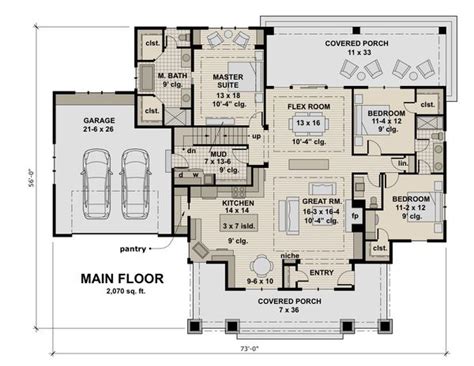 Craftsman Style House Plan 3 Beds 25 Baths 2500 Sqft Plan 51 586
