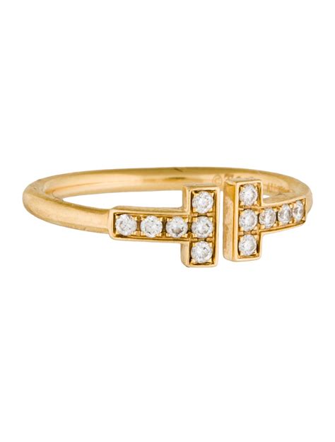 Tiffany And Co 18k Diamond Tiffany T Wire Ring 18k Yellow Gold Band