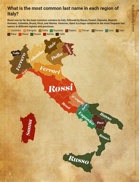 What Is The Most Common Last Name In Each Region Of Italy