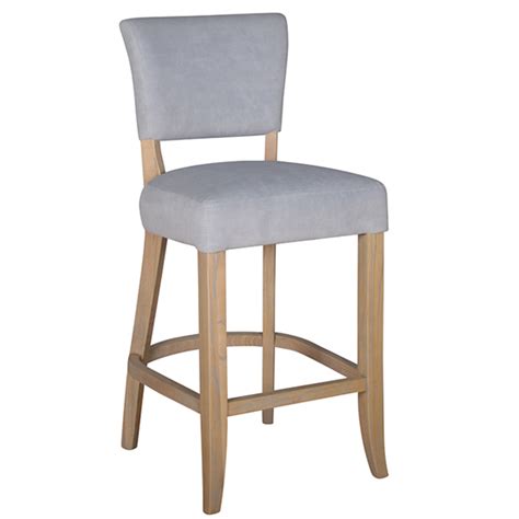 Epping Velvet Bar Chair In Light Grey With Solid Wooden Legs Cheap