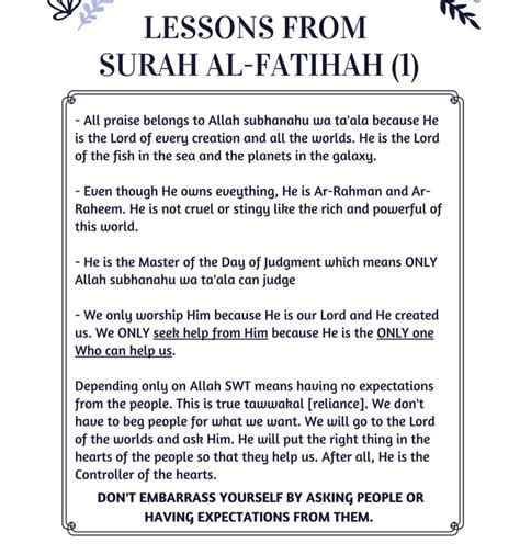 Tafseer Surah Fatihah Surah Fatihah Explanation In English Surah