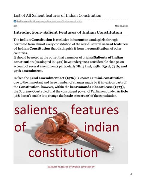 List Of All Salient Features Of Indian Constitution By Issuuindia Issuu