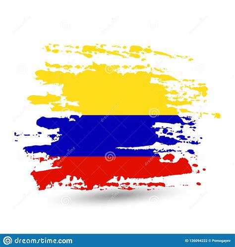 Grunge Brush Stroke With Colombia National Flag Stock Vector