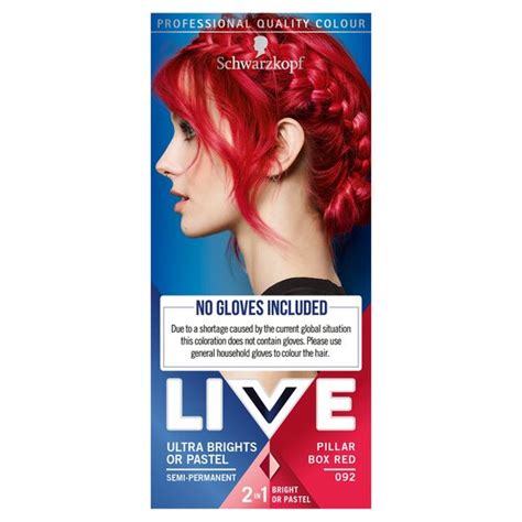 Schwarzkopf Live Ultra Brights 092 Pillar Box Red Hair Dye Tesco