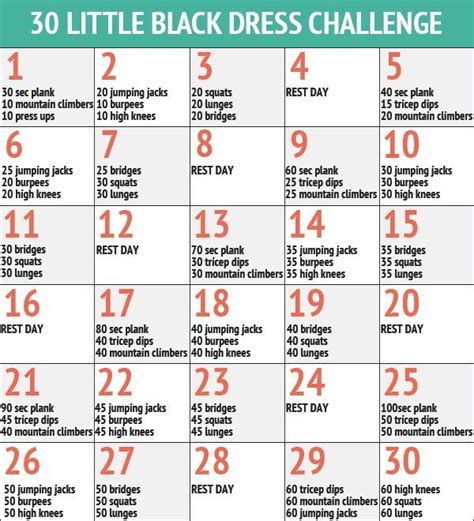 30 Day Little Black Dress Challenge Beach Body Challenge 30 Day